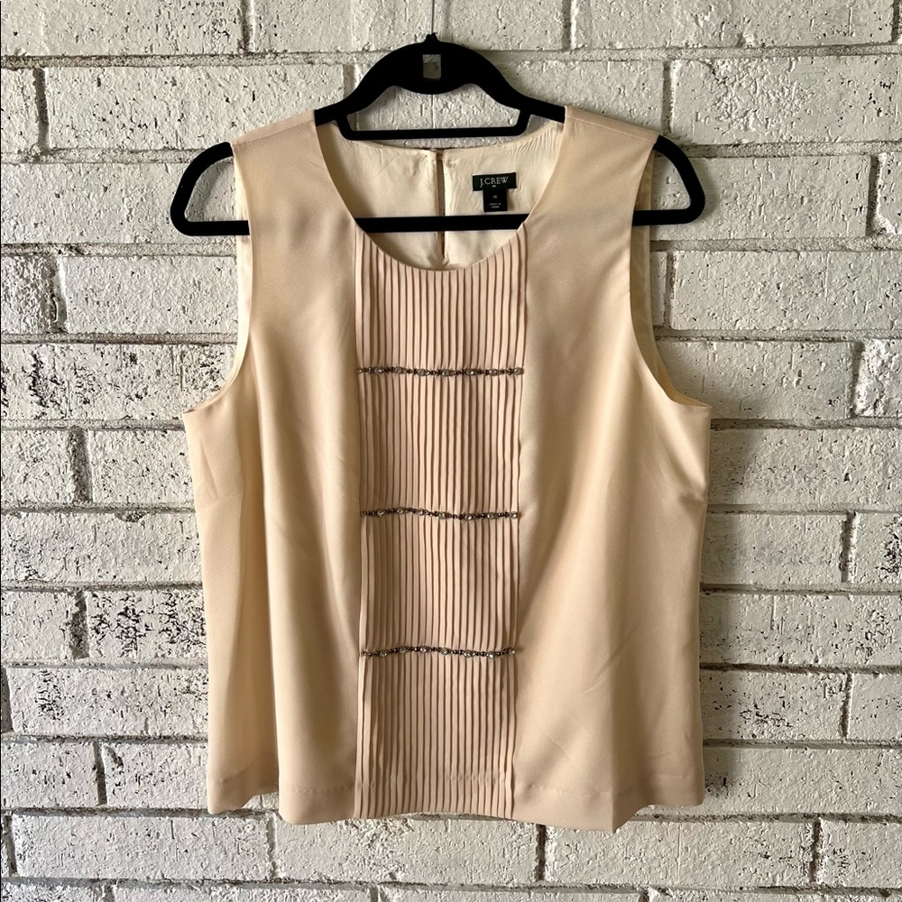NWOT JCrew Cream Sleeveless Blouse with Gem Stones